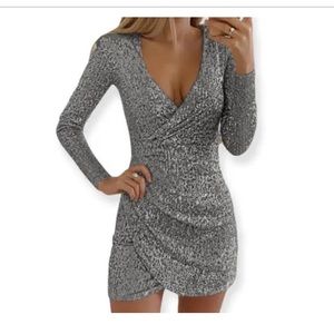 Like New Forever 21 silver glitter contour dress